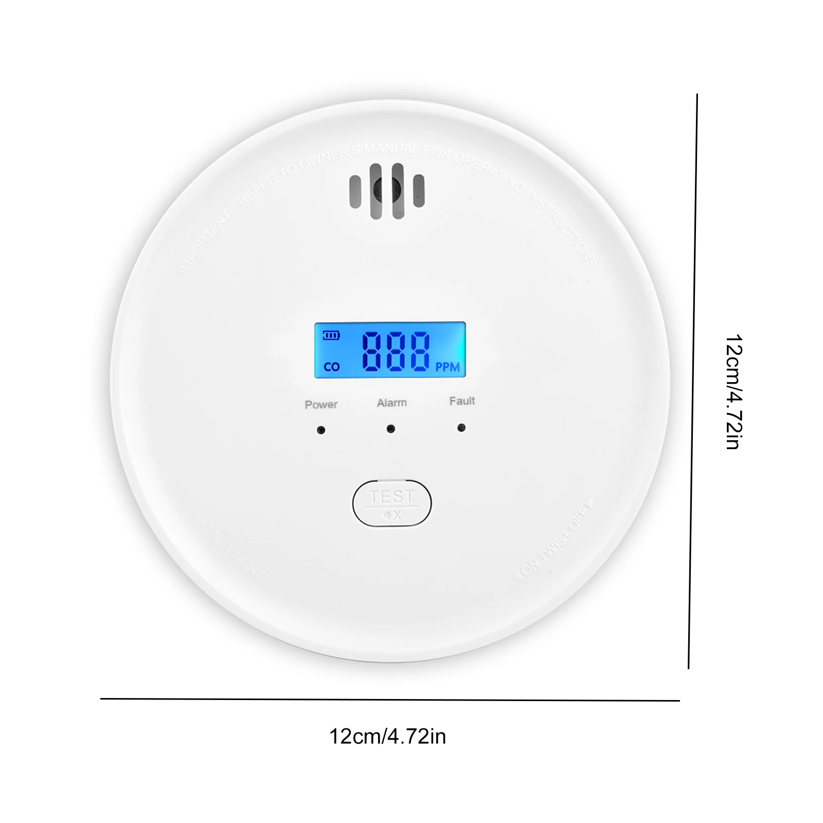 2 in 1 일산화탄소 경보기 배터리 구동 CO 경보 센서 소리 경고 연기 경보기 LED 조명 포함 가정용 침실 주방용