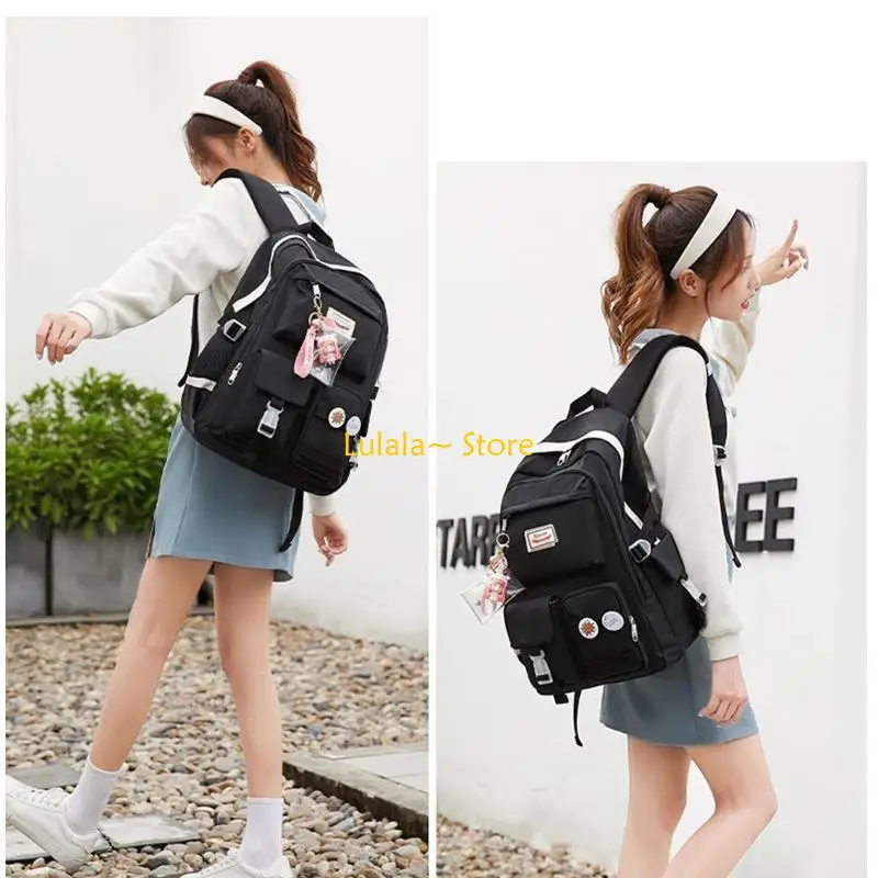 

Y4QA Backpacks Multi-Pocket Daypack Nylon School Backpack for Student Teen Boys