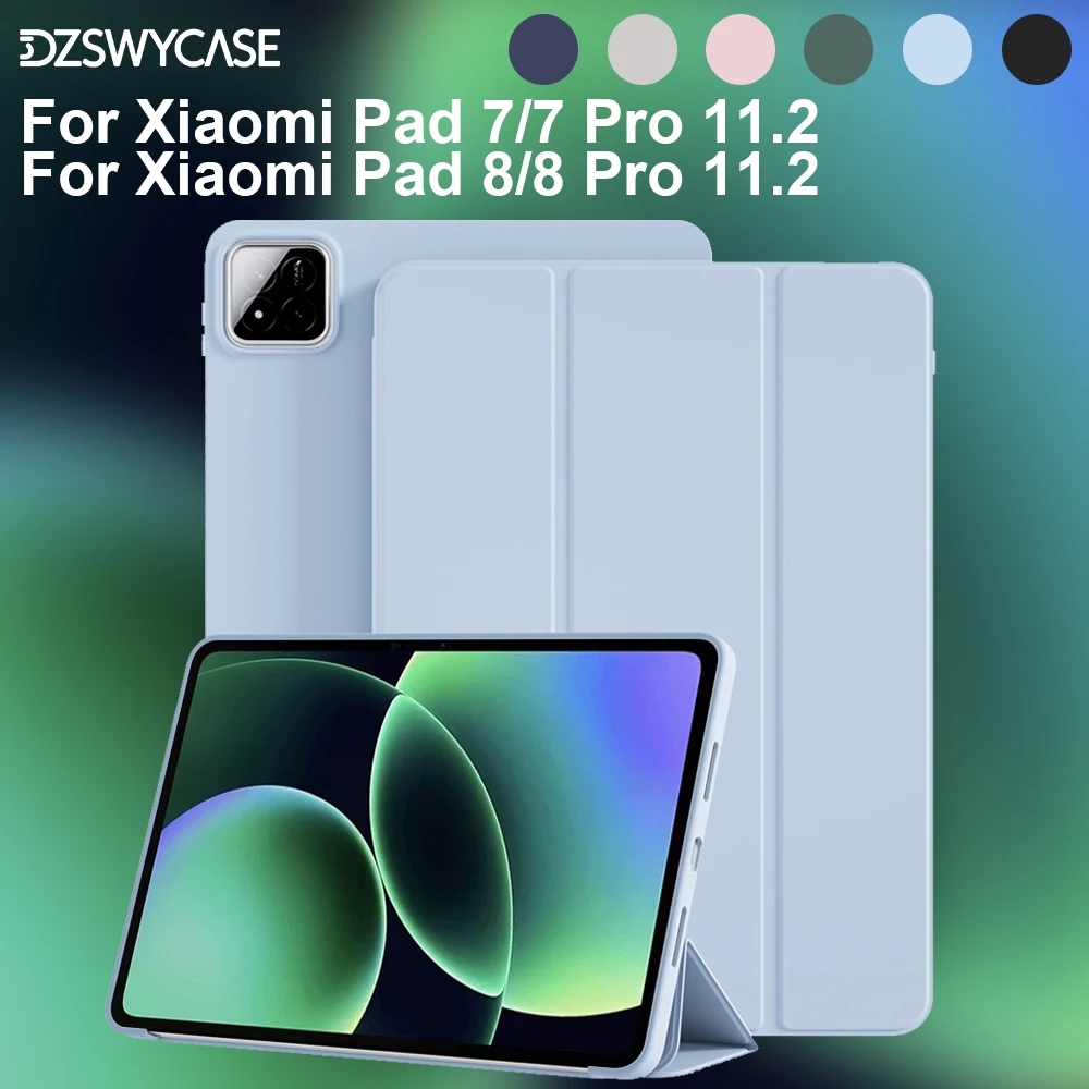 Hülle für Xiaomi Pad 7/7 Pro, Für Xiaomi Pad 8/8 Pro 11,2 Zoll, Leichte Dreifach-Faltbare Standhülle, Unterstützt Auto-Wake/Sleep-Funktion