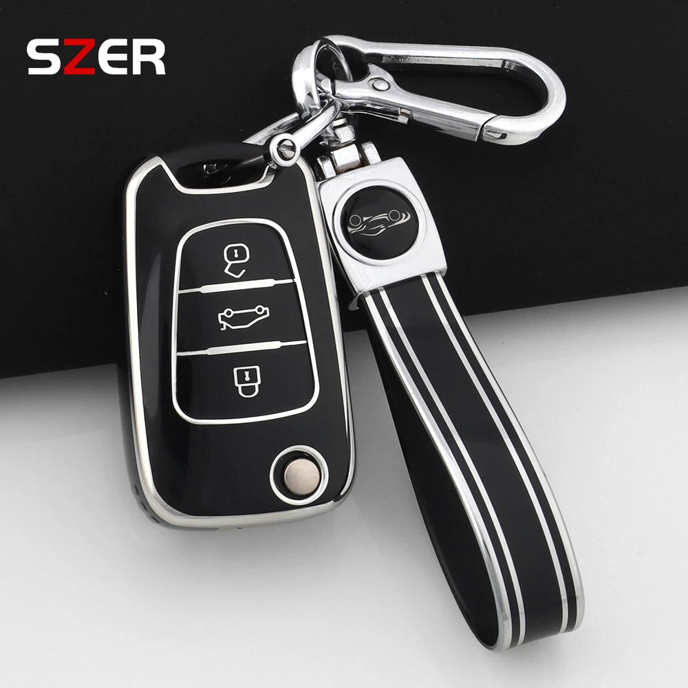 

NEW TPU Car Flip Key Case Cover Fob Keychain For Hyundai I20 I30 Elantra Azera Veracruz Veloster Kia Rio K7 K5 Sportage Sorento