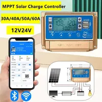 12V/24V 30A/40A/50A/60A High Definition LCD Large Digital Display Bluetooth Solar Charge Controller MPPT Controller Solar