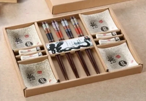 Chinese tableware set dishware Classic Wedding Gift cutlery Sushi dish Dinnerware Chopsticks, chopstick rack, dragon