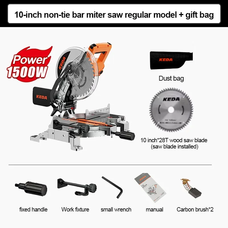 Upgraded 10-inch Rod Miter Saw Multi-function Miter 45 Degree Woodworking Tool Aluminum Sawing Machine