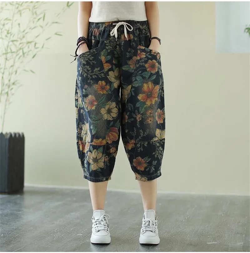 

2023 Summer Women High Waist Vintage Jeans Women's 2023 New Loose Harun Trousers Show Thin Dad Pants Korean Version Capris Women