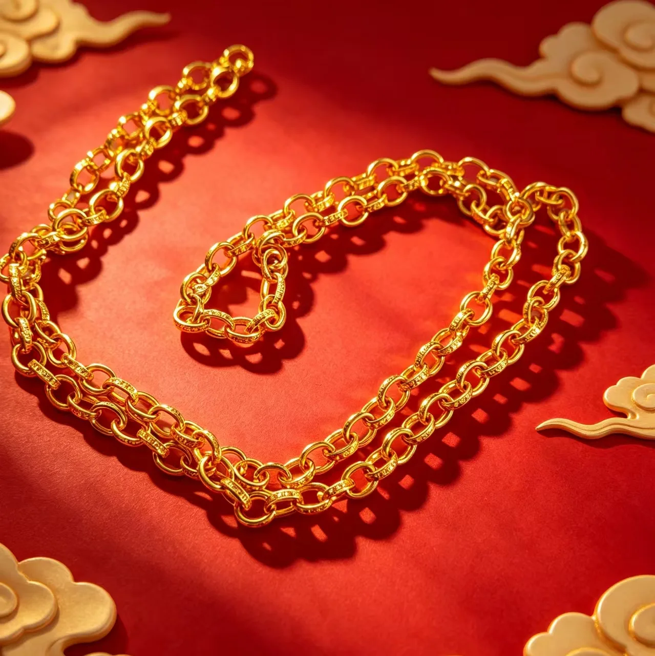 Collar de oro macizo de 24K de lujo 9999 certificado, popular para hombre, cadena de suéter entrelazada de alta gama