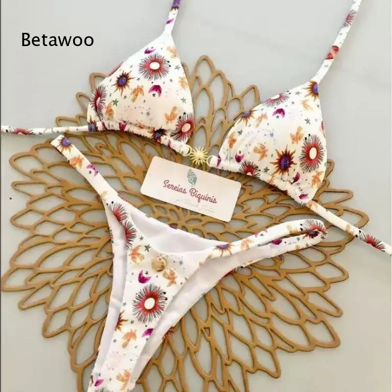 

Women's Floral Print Bikini Set Triangle Top with Tie Side Bottom Swimwear Beach Bathing Suit Two Piece Swimsuit Summer Pool Wea