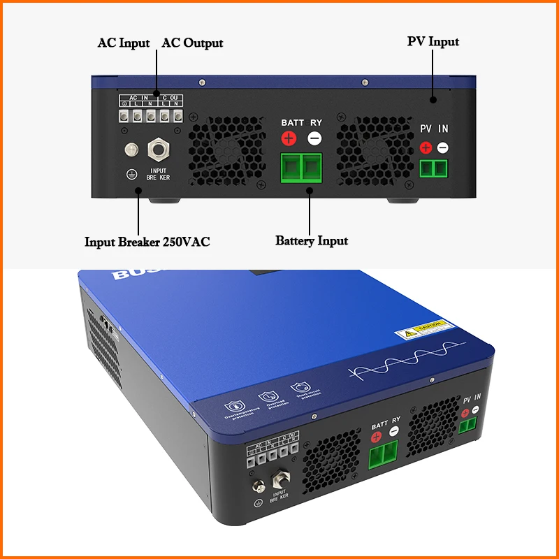 Imagem -04 - Busbyr-inversor Solar Híbrido Inversor de Onda Senoidal Pura on e Off Grid Construído em 110a Mppt Carregador Max pv 450v Suporte Wifi 7kw 48v