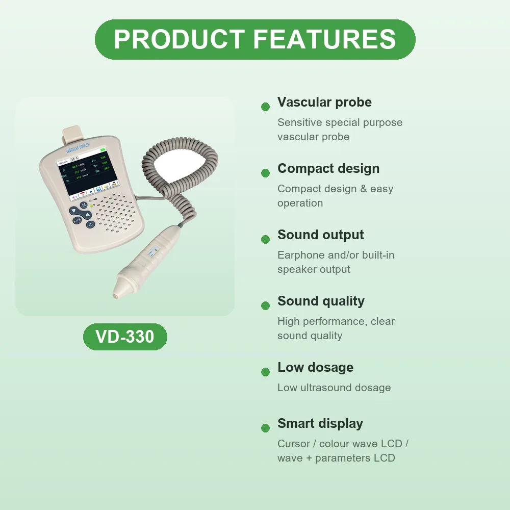 Portable VascularUltrasound  Interchangeable Waterproof Probe For Diabetes Peripheral Vascular Check Diagnostic Instrument