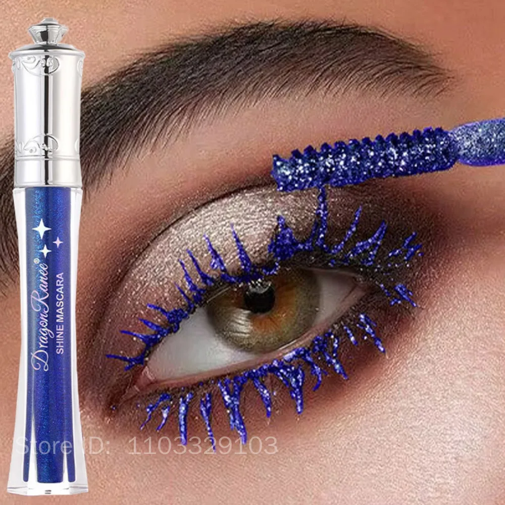 Shiny Diamond มาสคาร่าสีสันสดใส Blue Glitter ประกายมาสคาร่ากันน้ํา Beauty Eyelashes Extension Quick Dry Shimmer Eye Makeup