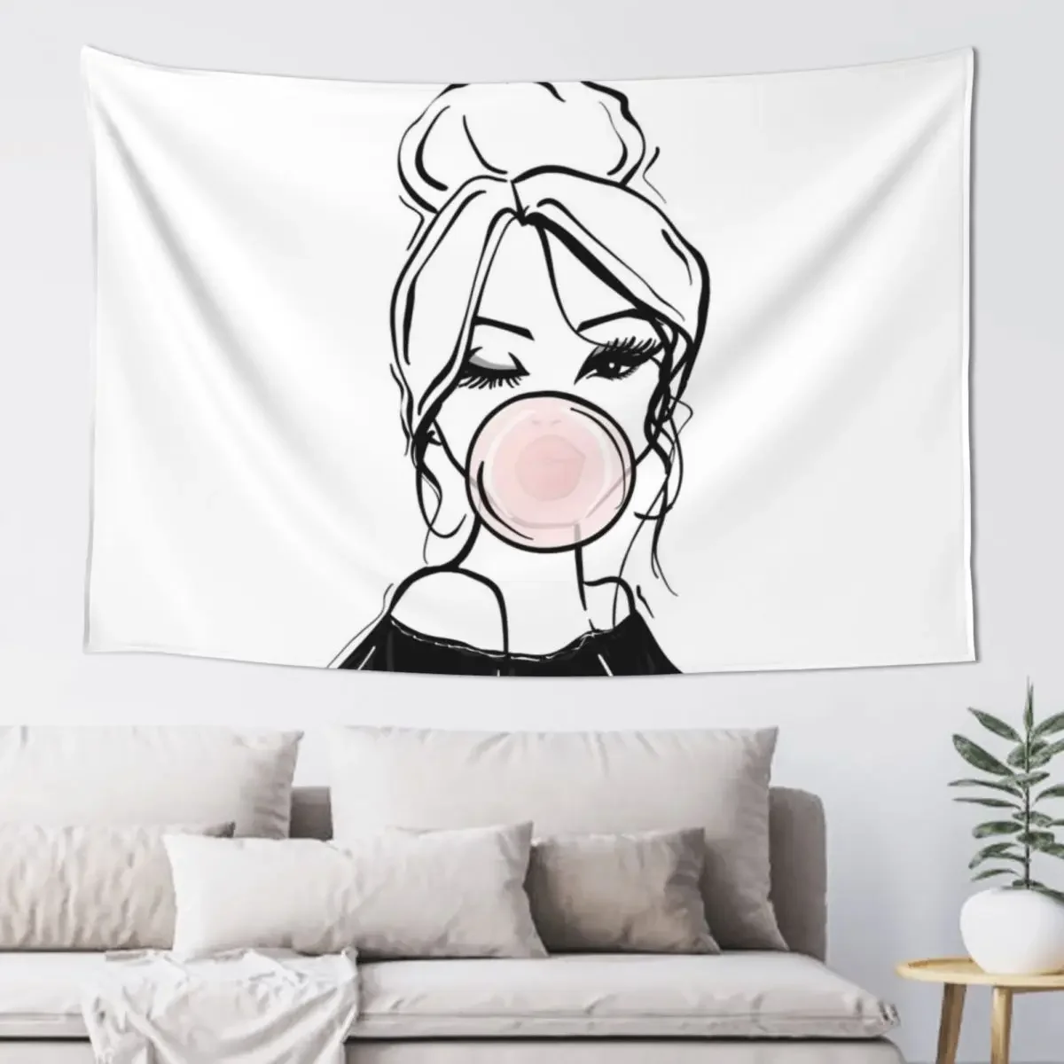 Bubble Gum Wink Fashion Illustration Tapestry Wall Decoration Items Wall Hangings Decoration Tapestry