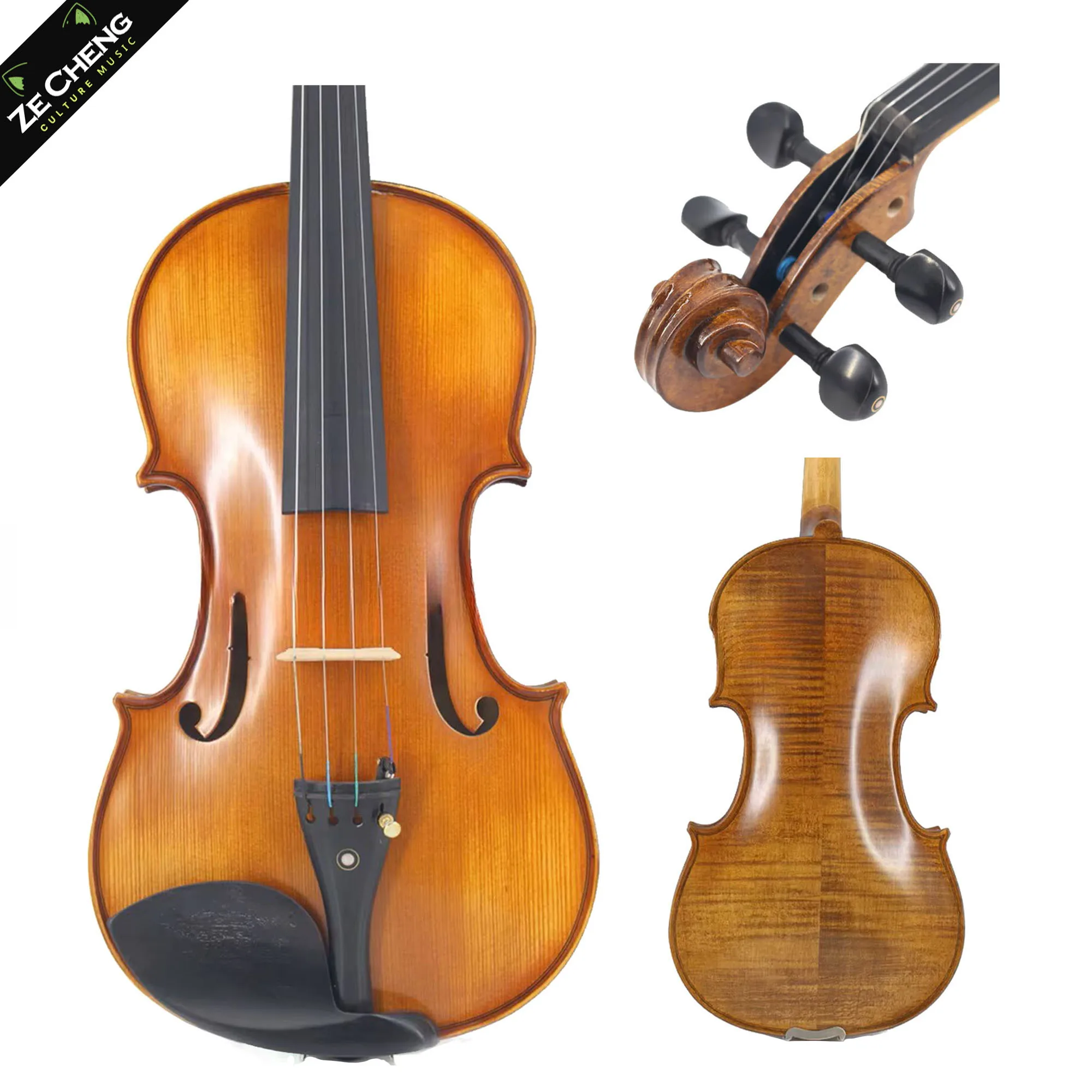 

violin practiced by beginner students Handmade Full Size Natural Flamed Maple Hand-craft Advanced Violin Spruce Face Ebony Fitt