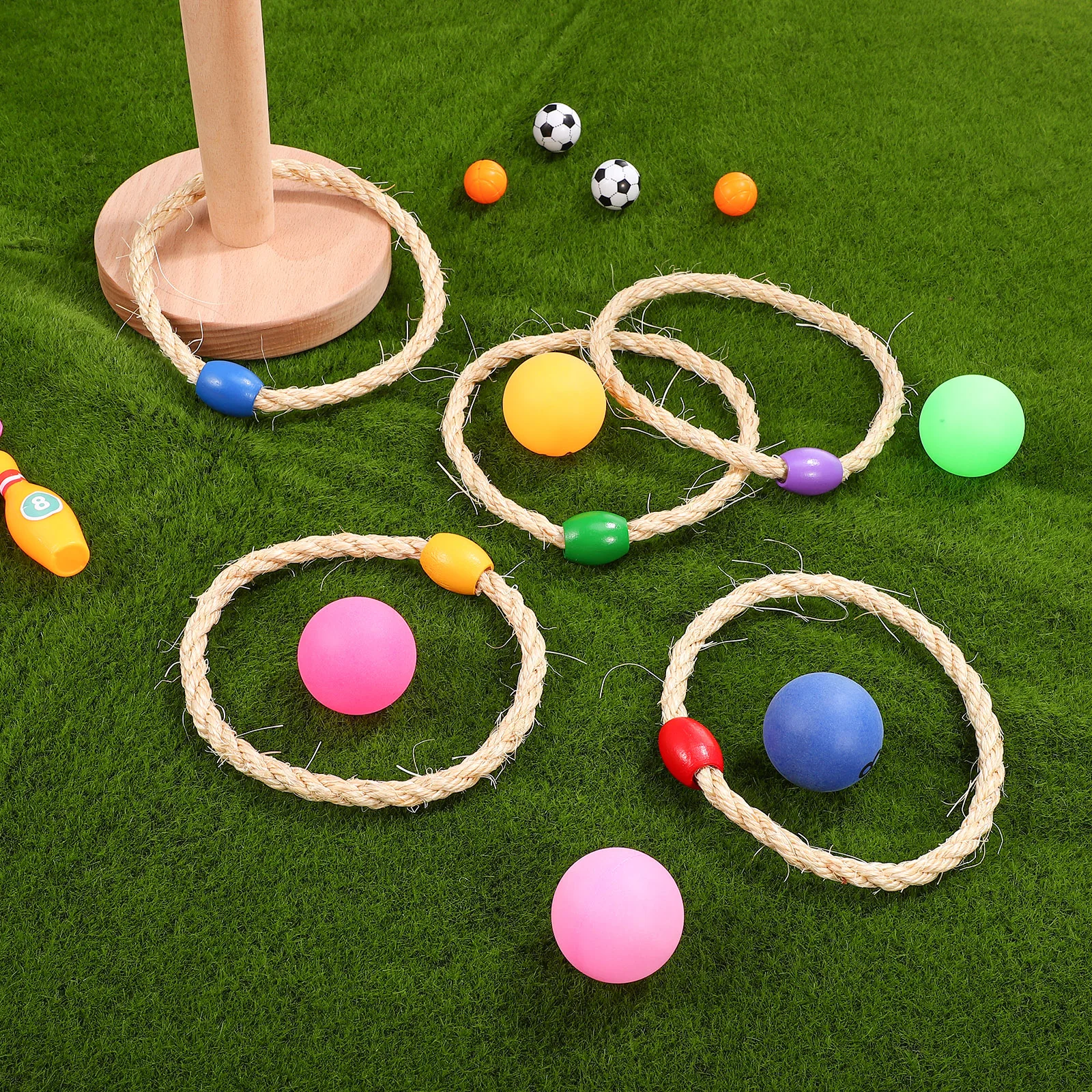 

10 pcs Outdoor Colorful Throwing Rings Rope Ring Toss Carnival Lawn Garden Party Toss Set Sturdy Jute Ring For