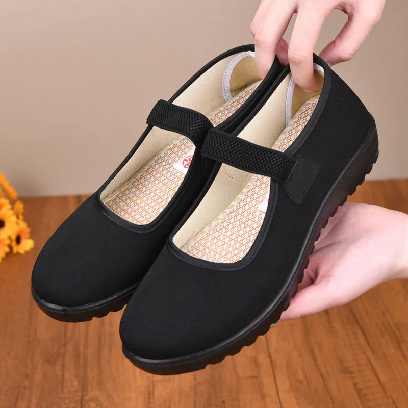 Summer Old Beijing Cloth Shoes Soft sole Anti-slip Comfortable Casual Shoes for Woman Breathable Lightweight Platform Work Shoes