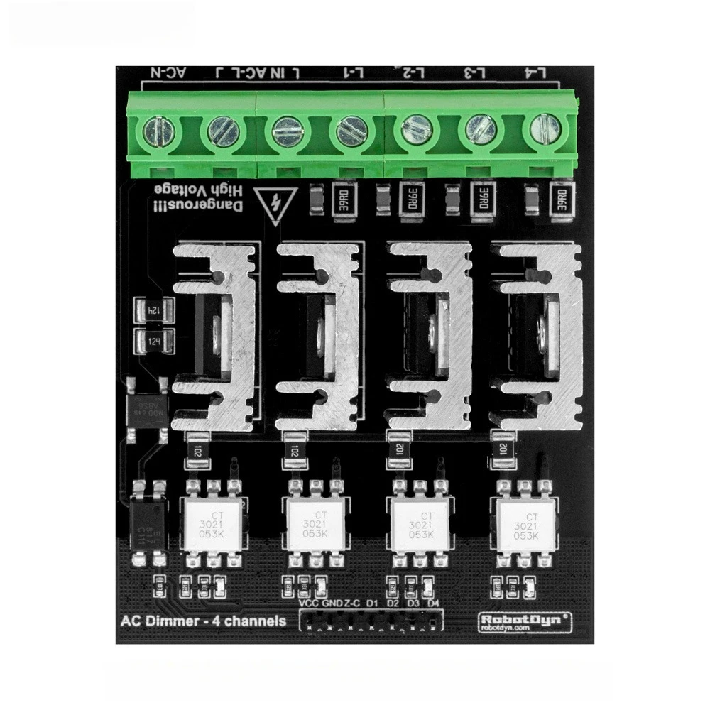 Модуль диммера переменного тока, 4 канала, логика 3,3 В/5 В, переменный ток 50/60 Гц, 110 В ~ 400 В, 10 А на канал