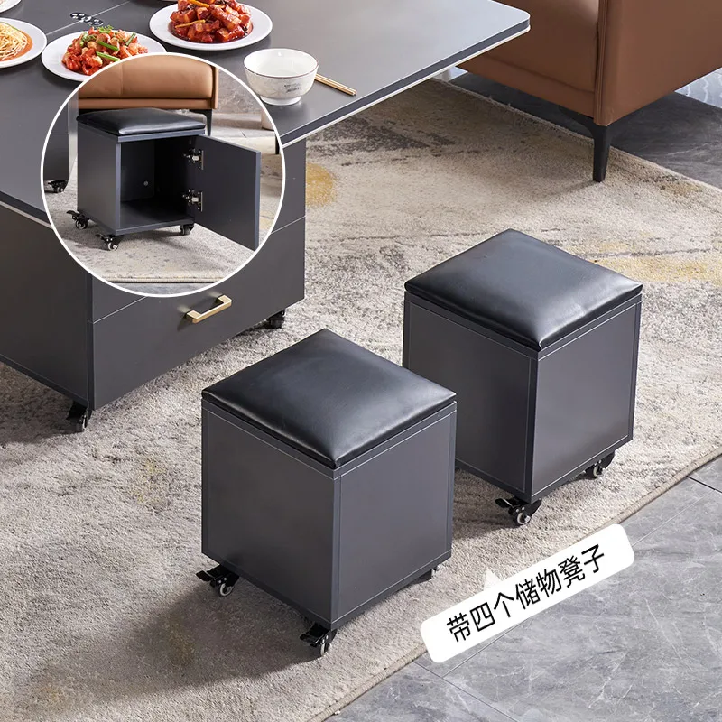 Lifting coffee table living room household small apartment two-in-one folding movable multi-function stool side door with wheel