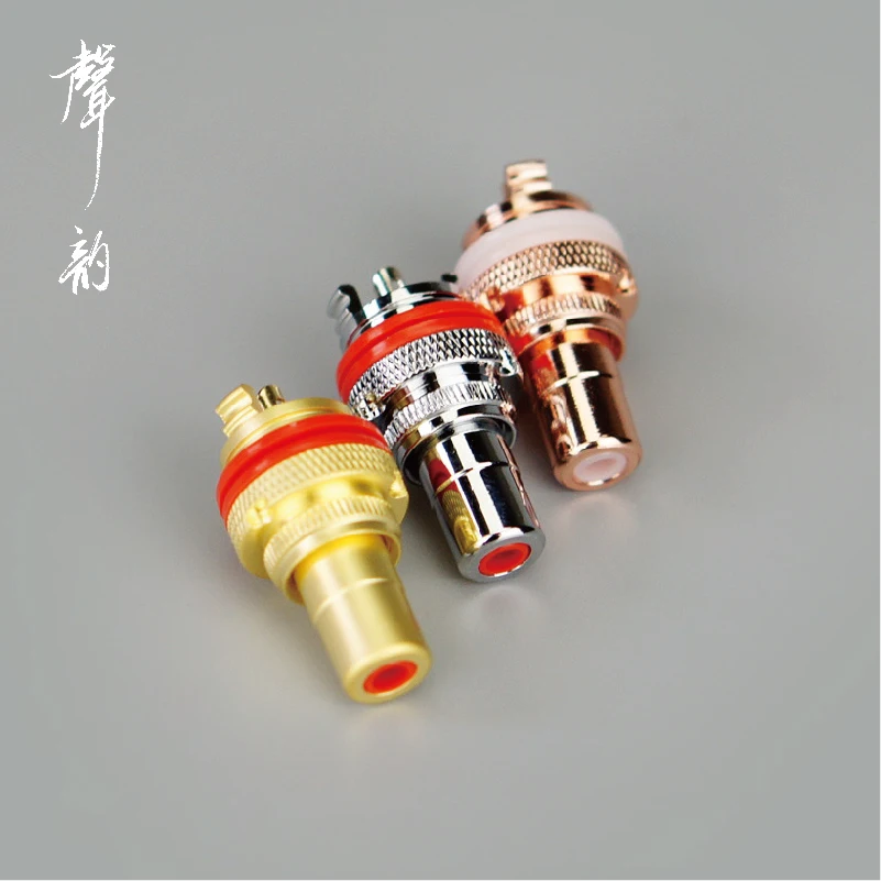 1pcs Aucharm hifi whole copper Rhodium plating Gold plating RCA female socket fever amplifier socket audio terminal