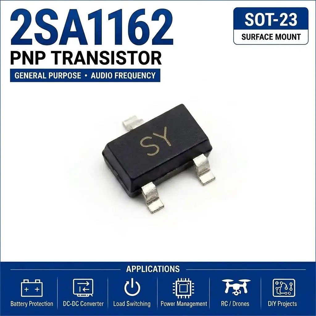 (100 pcs) 2SA1162 (Marking SG,SY) SOT-23 - PNP Transistor 50V 150mA 80MHz