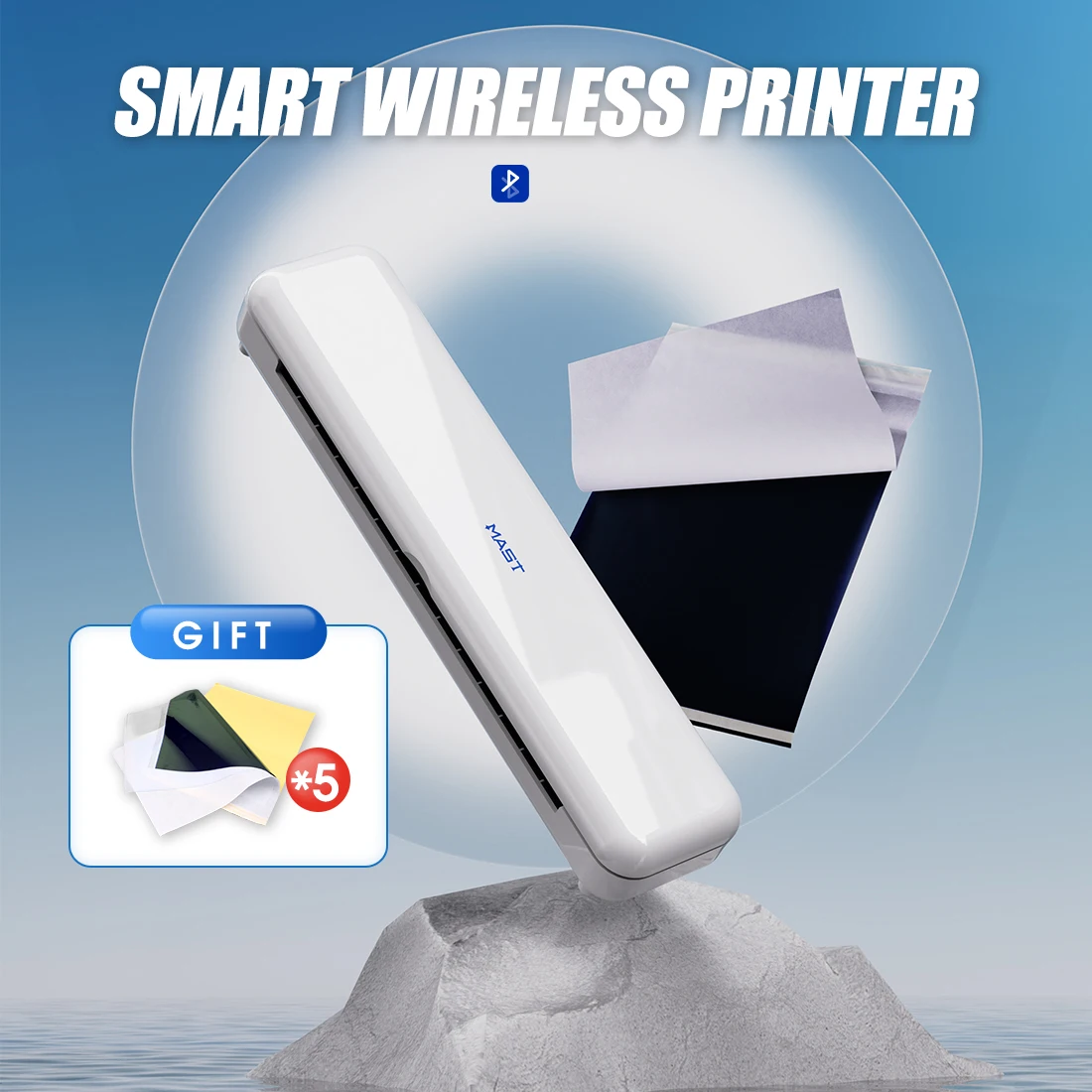 

Mast Wireless Thermal Tattoo Stencil Printer Compatible with Android Ios Windows Bluetooth Convenient Operation Transfer A4Paper