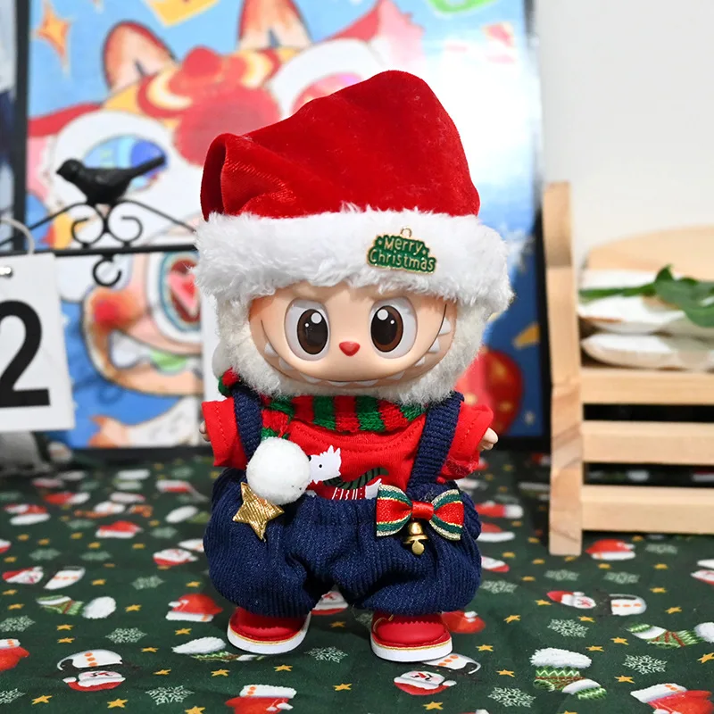 

Winter Christmas Outfit Set For 15/17cm 1st-3rd Generation Labubu Dolls Heart Sweater Dress Snowman Sweatshirt