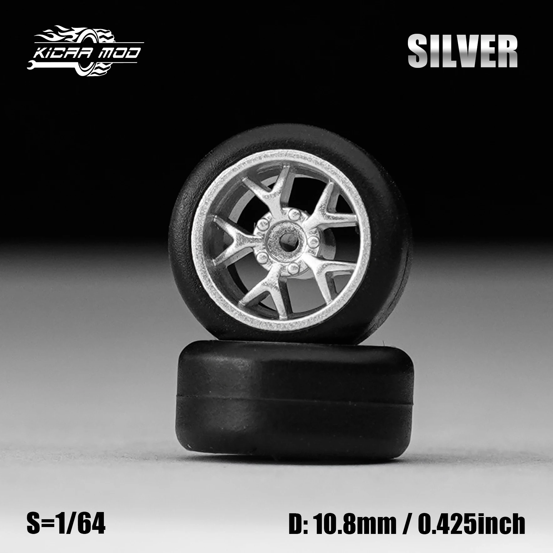 1/64 Modellauto Silber & Graue Räder mit festen Gummireifen, inklusive Nieten für Diecast-Modellautos – Detail 11