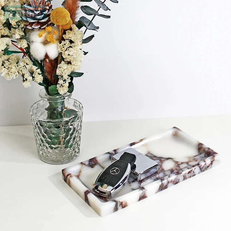 20x10x1.8cm Luxury Natural Marble Calacatta Viola RectangularTray Aromatherapy Perfume Candle Storage Trays Decorative Ornaments