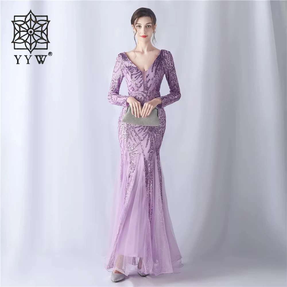 Sexy Backless Maxi Sequin Summer Dress Women 2024 Elegant Luxury Mesh Wedding Party Dress Long Sleeve Evening Dresses Vestidos