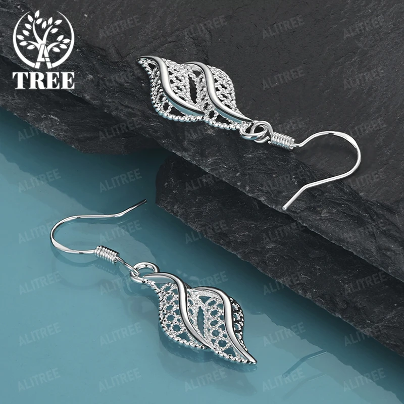 

New Style 925 Sterling Silver Hollow Leaves Drop Earring Pretty Women Wedding Accessories Christmas Party Fashion Design Jewelry