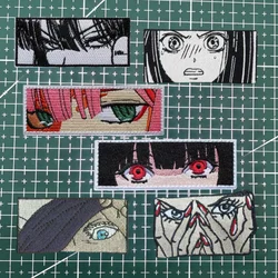 Anime Girl's Eyes Embroidery Hook&Loop Patch on Backpack Sexy Girl Adhesive Tactical Patches for Clothes Morale Badge Armband