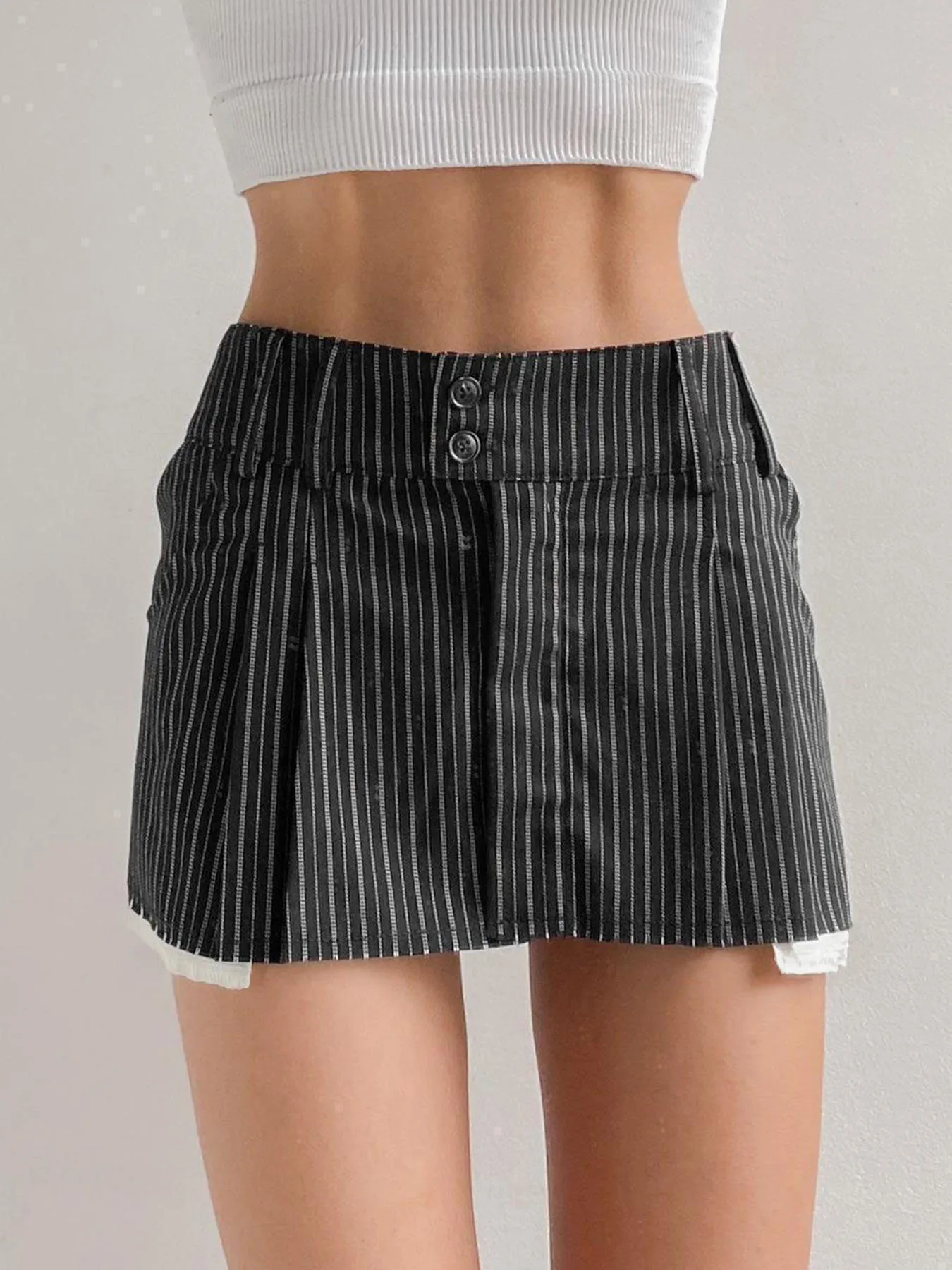 

Rockmore Patchwork Striped Print Button Pocket Women's Skirt Preppy Style Summer Mini Skirt y2k Streetwear Korean Ladies Clothes