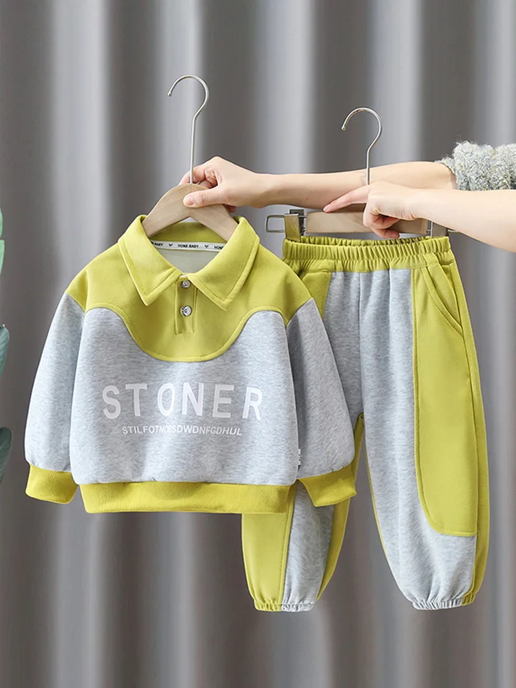 

2pc/set Baby Boys Clothes Sets Children's Tracksuit Girls Boys Patchwork Sweatshirt + Pants Outfits Spring Autumn Suits 90-150cm