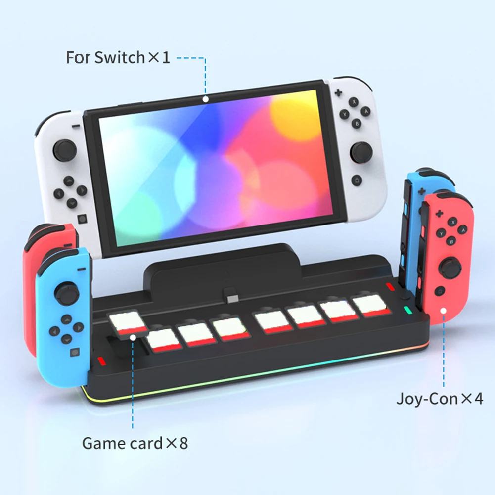 For Switch OLED TV Docking Station TV Adapter with Joycons Charger Storable 8 Game Card for Nintendo Gaming Accessories