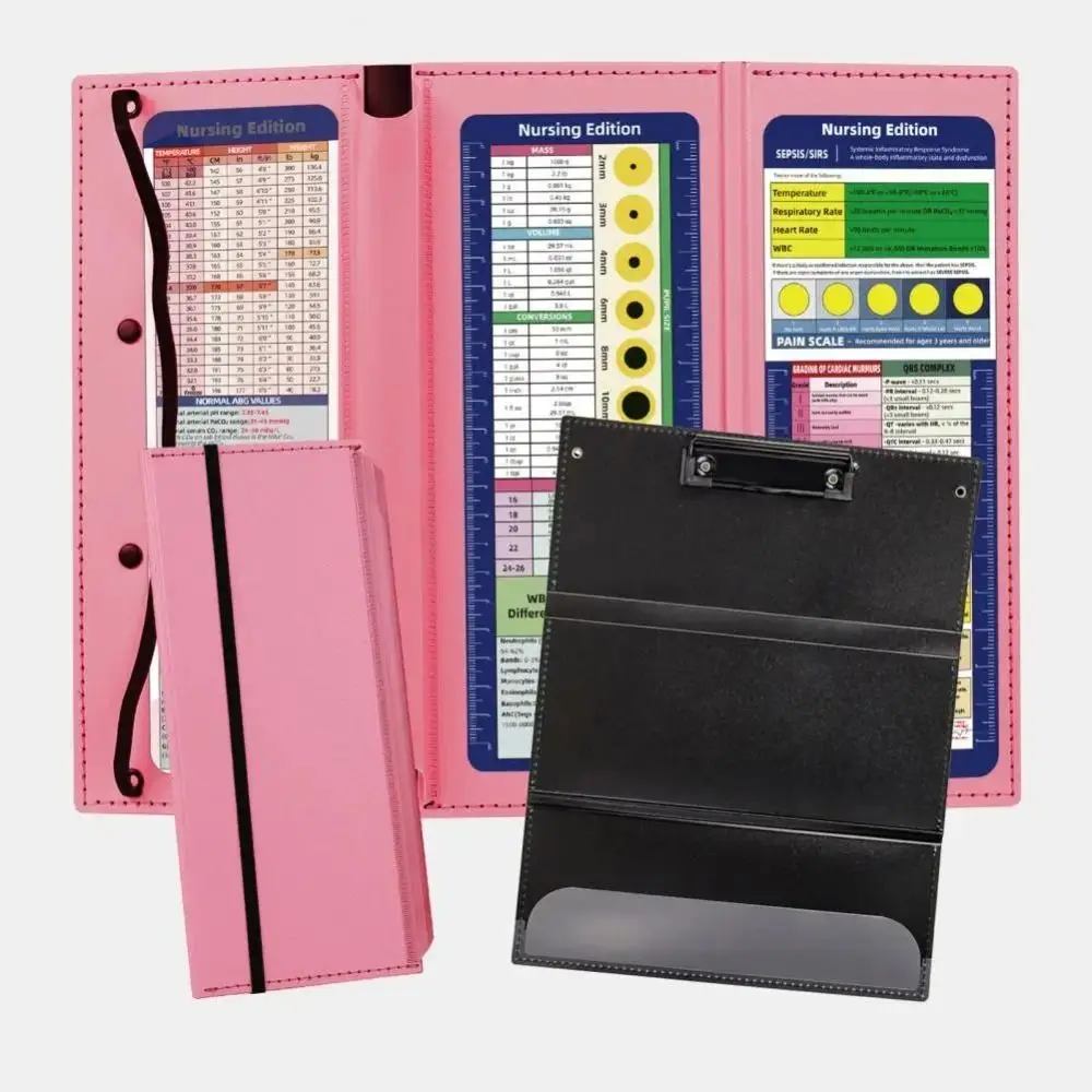 Foldable Nursing Clipboard with Clip Colorful A4 File Board Clip Portable 2/3 Layers Edition Cheat Sheets Nurse Accessories