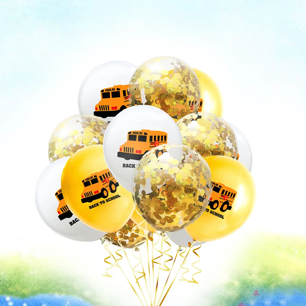 

15 Pcs Balloons Back to School Part Bus Printing ’s Kit Party Decoration