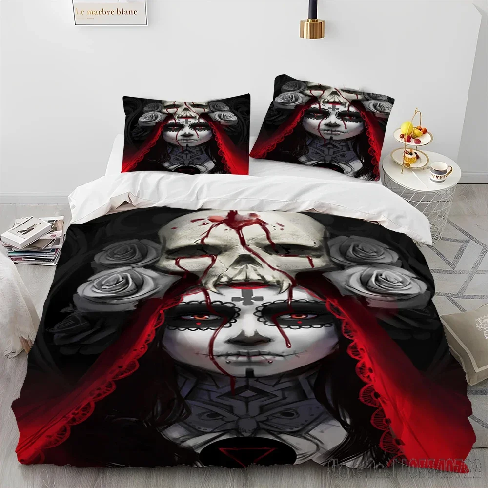 3D Horror Gothic Female Skull Dead Girl Duvet Cover Set HD Comforter Cover for Kids Bedding Sets Bedclothes Bedroom Decor image 6