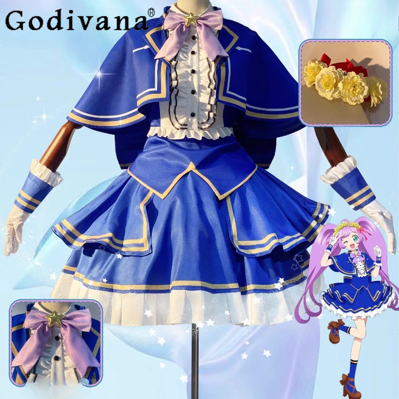 

Cosplay Blue Skirt Set for Girls Two Dimensional Animation Clothes Full Suit Women's Carnival Bow Collar Shirt and Skirt Outfits