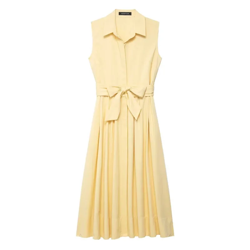 

Bohemian Yellow Dresses Women Summer Eur American 2025 Summer Belt Shirt Style Loose Neck A-line Dress ZR Beachwear Swimsuit New