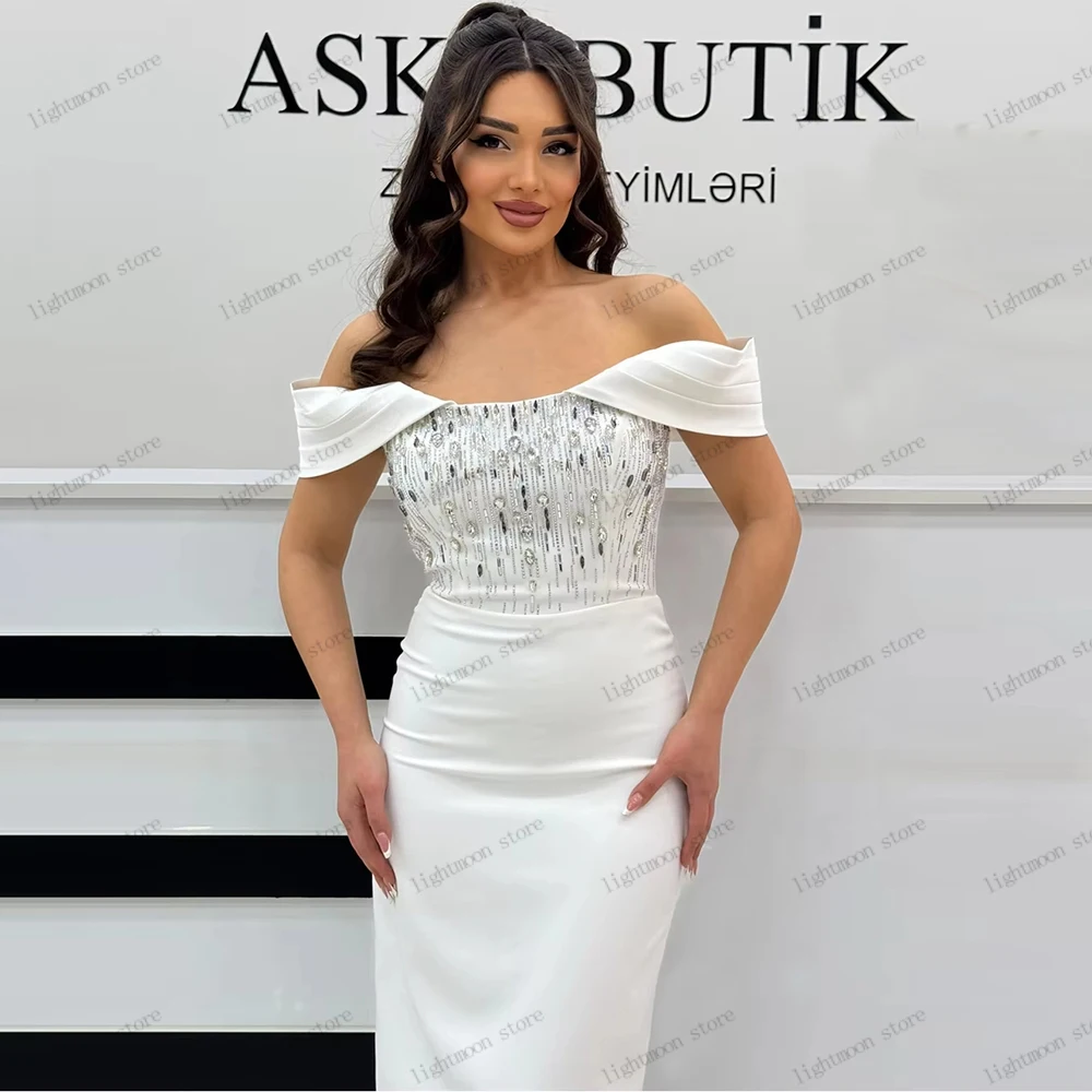 Vintage-Abendkleider, elegantes Abendkleid, Perlenapplikationen, Roben aus der Schulter, glamourös, Vestidos De Gala, individuell gestaltet 2026