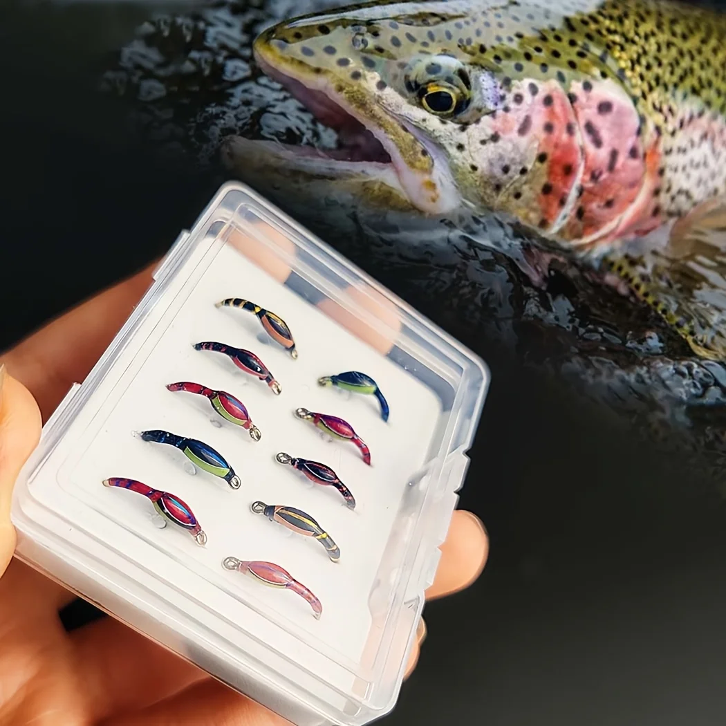 10 Stück Forellen-Nymphenköder – Künstliche Caddis-Mücken – Hakengrößen # 10 Angelköder für Forelle/Hecht/Karpfen/Zander usw. Fliegenköder