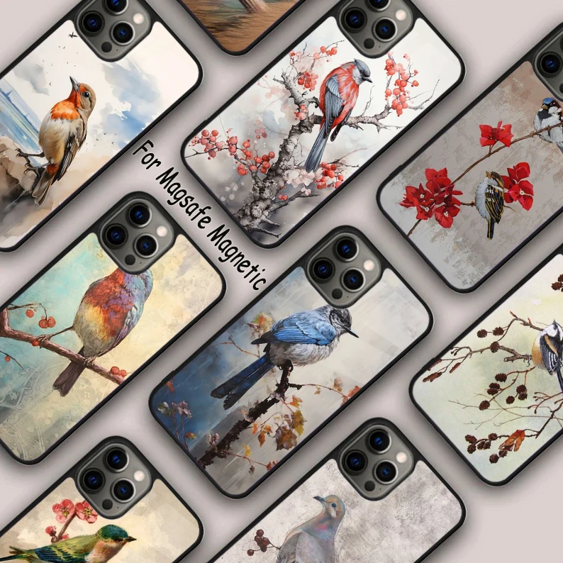 

Европейский Магнитный чехол Goldfinch для APPLE iPhone 16 14 13 12 11 Pro Max 15 Plus, Беспроводная зарядка с чехлом MagSafe