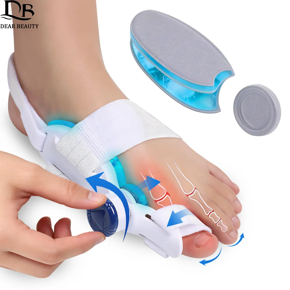 1 Stück Hallux-Valgus-Korrektor mit Silikon-Kühlpad, Unisex Verstellbarer Zehenspreizer und -Korrektor