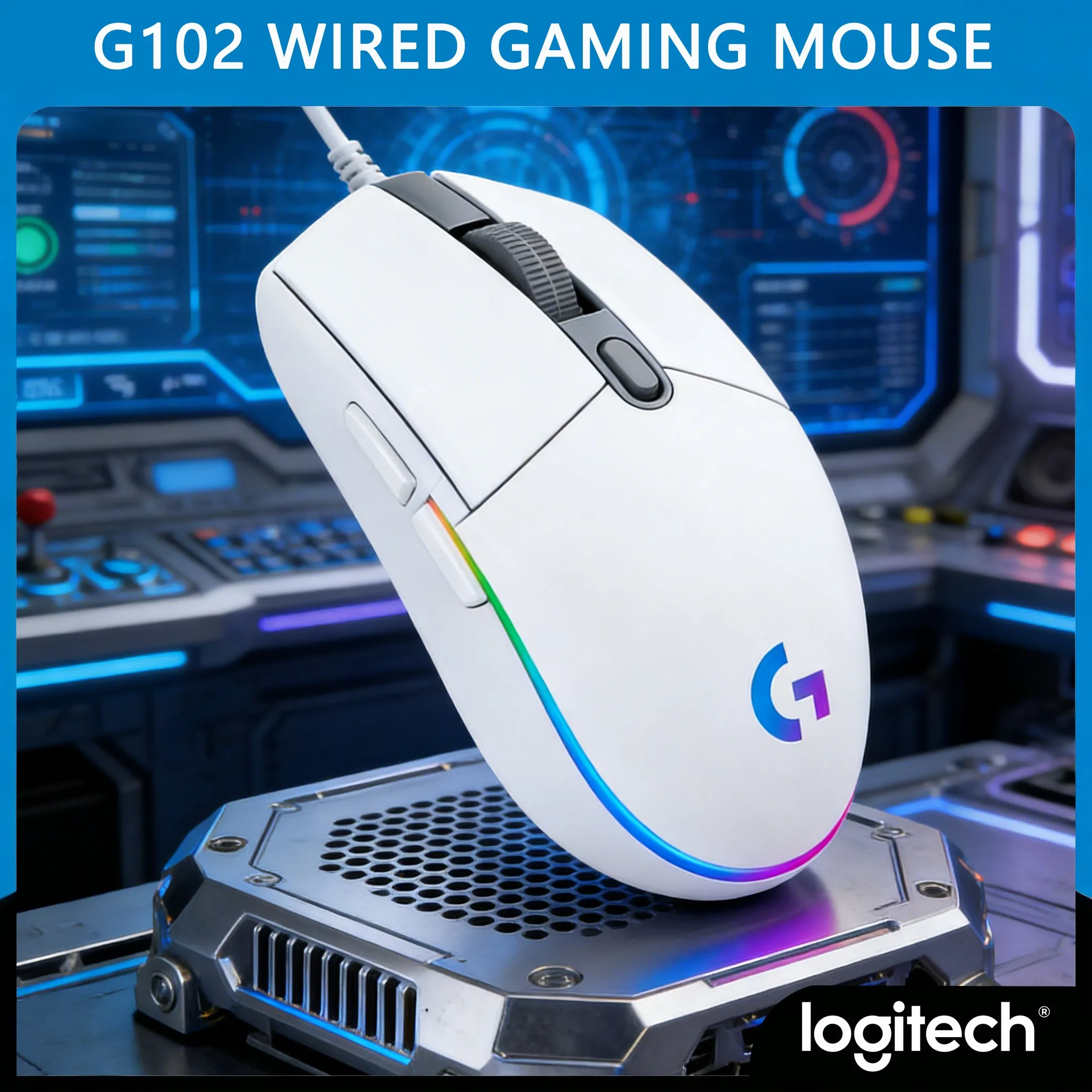 

Игровая и офисная мышь Logitech G102 с регулируемым разрешением 8000 DPI для точности в работе
