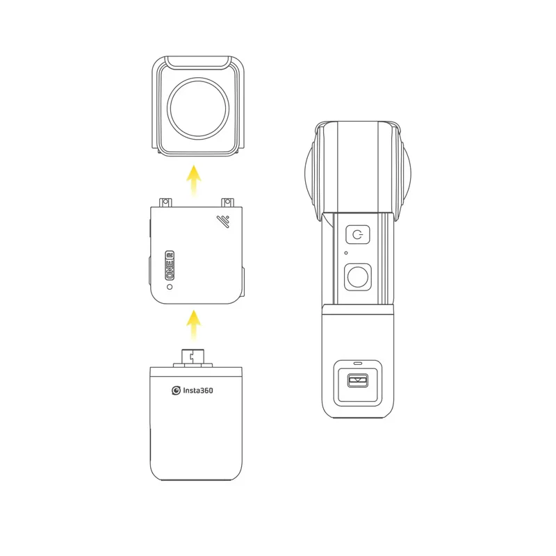 Oryginalny Insta360 ONE R RS 360 Mod Les Vertical Battery / Waterproof Depth 30m Dive Case For Insta360 R/Rs 360 Lens Accessories