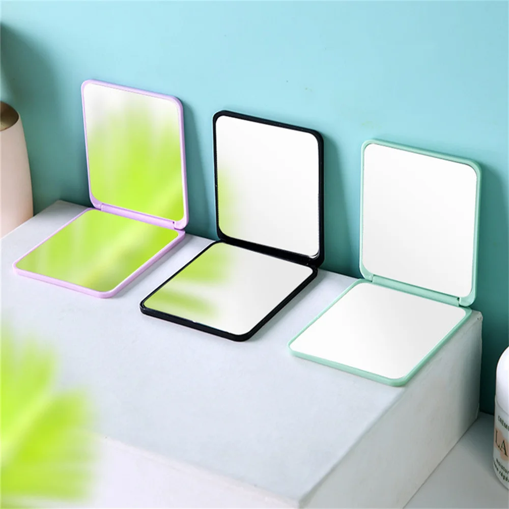 Mirror Foldable Makeup Mirror Portable Double-Sided Mirror Student Dormitory Desktop Small Gift Mini Pocket Mirror Home Decor