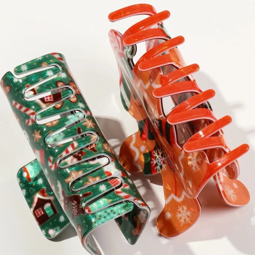 1/2 قطعة الاكريليك عيد الميلاد مشبك شعر مقاطع للنساء ، الزنجبيل رجل تصميم الشعر الفك مقاطع إكسسوارات الشعر هدية عيد دبوس الشعر #4