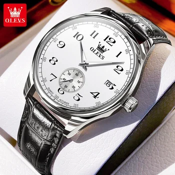 OLEVS original brand luxury fashion man watch leather strap waterproof casual business men&#x27;s high quality Quartz watch 2024