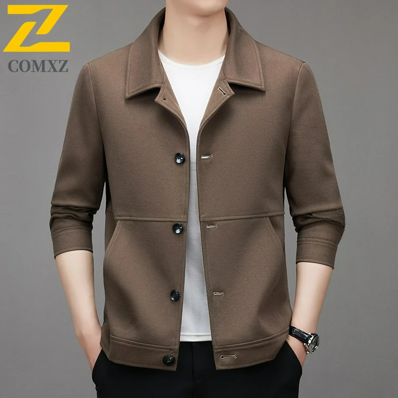 COMXZ Luxurious Jacket Men New Casual Notch Lapel Outdoor Working Thickened Coat Trendy Daily Wear Windproof  Autumn Outerwear