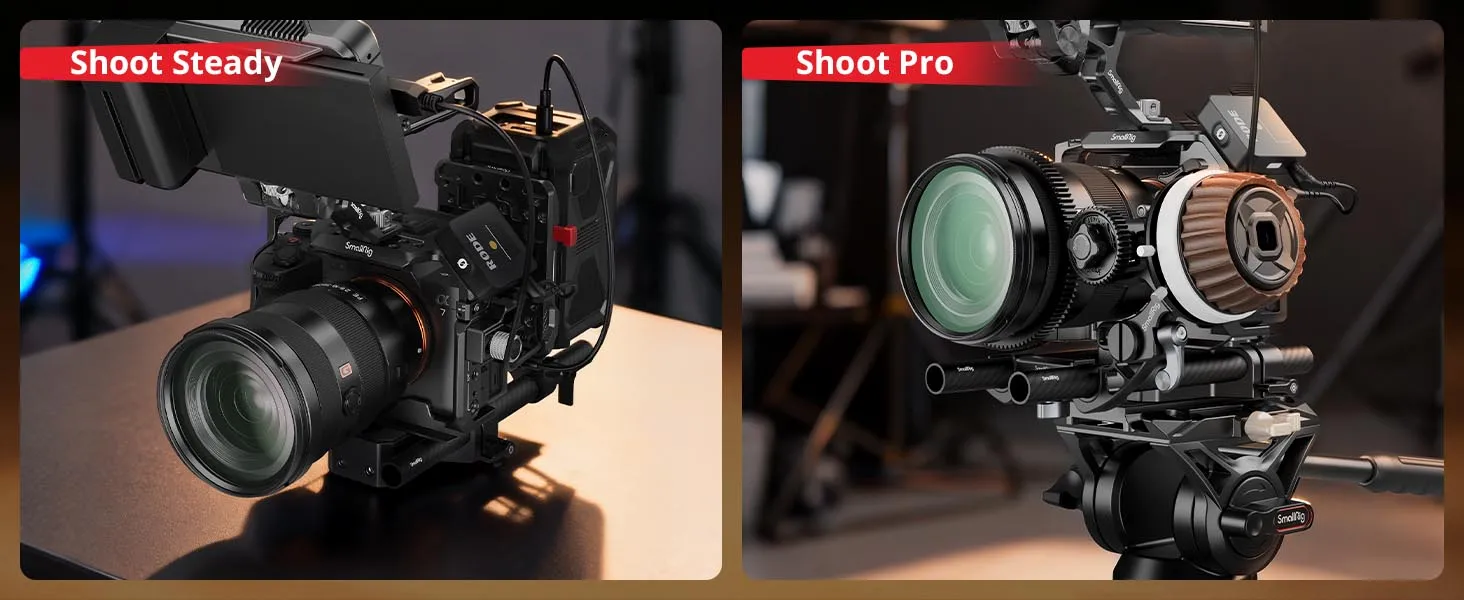 SmallRig Bodenmontageplatte mit Dual-15-mm-Stabklemme für Sony für Canon für Panasonic für Käfige, Mainstream-Kinoskamera -5609 – Detail 6