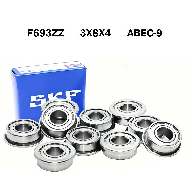

10PCS Sweden SKF Miniature bearings F693ZZ Flange Bearing 3x8x4 ABEC-9 Double Shielded Mini Flanged Origin SKF F693Z Bearings