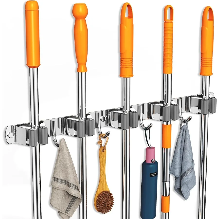 

Broom and Mop Organizer Wall Hanging Upgraded Mop and Broom Holder Wall Mount Stainless Steel Broom Hanger Wall Mount for Laund