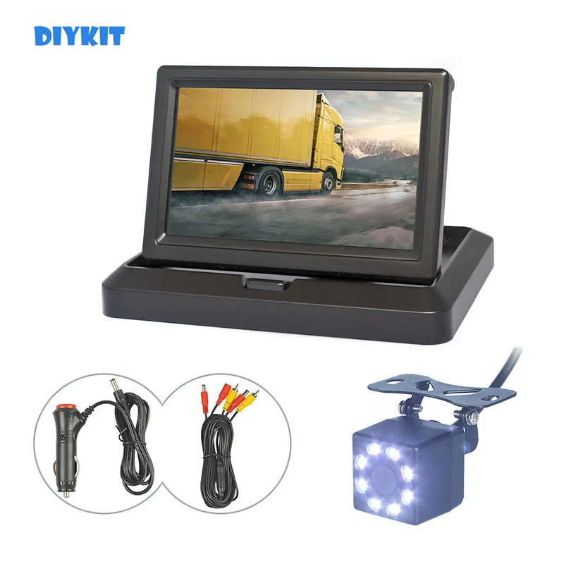 

DIYKIT 5inch Backup Car Monitor LCD Display Reversing Car LED Camera Color Night Vision Rear View Mirror HD Camera Kit Security